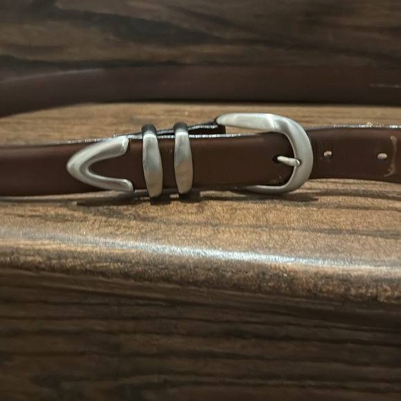 Mens Camel Colored Leather Belt Silver Hardware - Picture 6 of 9